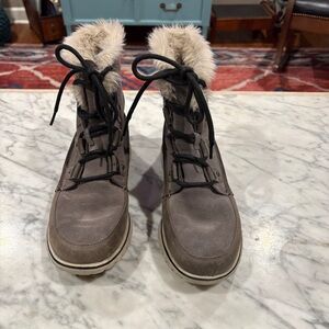 Sorel Joan Gray Faux Fur-Trimmed Winter Boots women 7.5